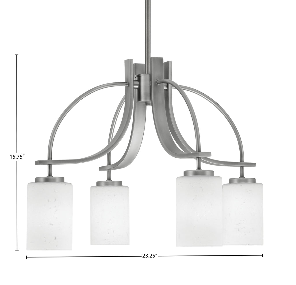 Cavella Four Light Chandelier in Graphite with 4" White Muslin Shade