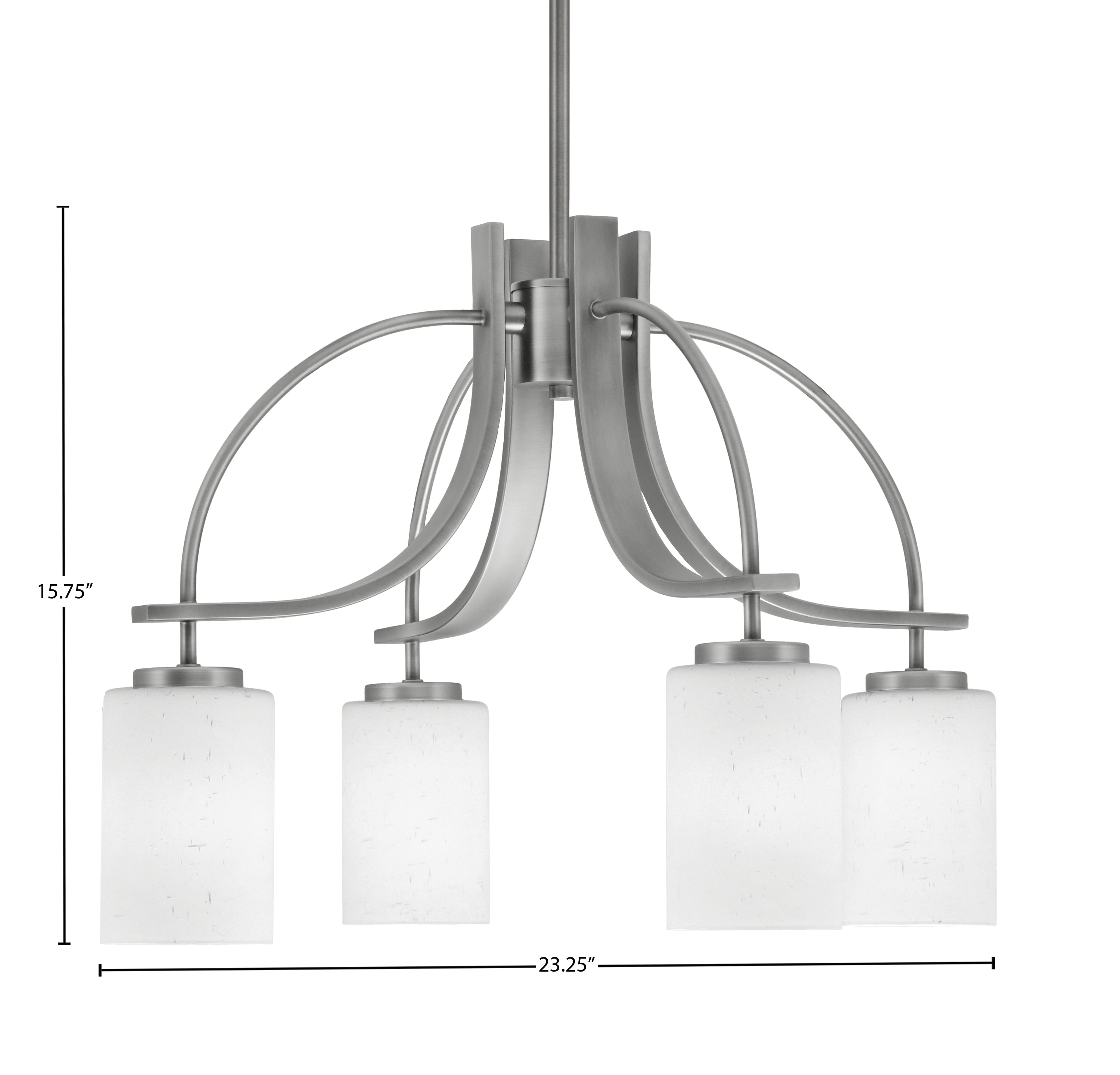 Cavella Four Light Chandelier in Graphite with 4" White Muslin Shade