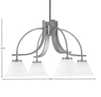 Cavella Four Light Chandelier in Graphite with 7" White Muslin Shade