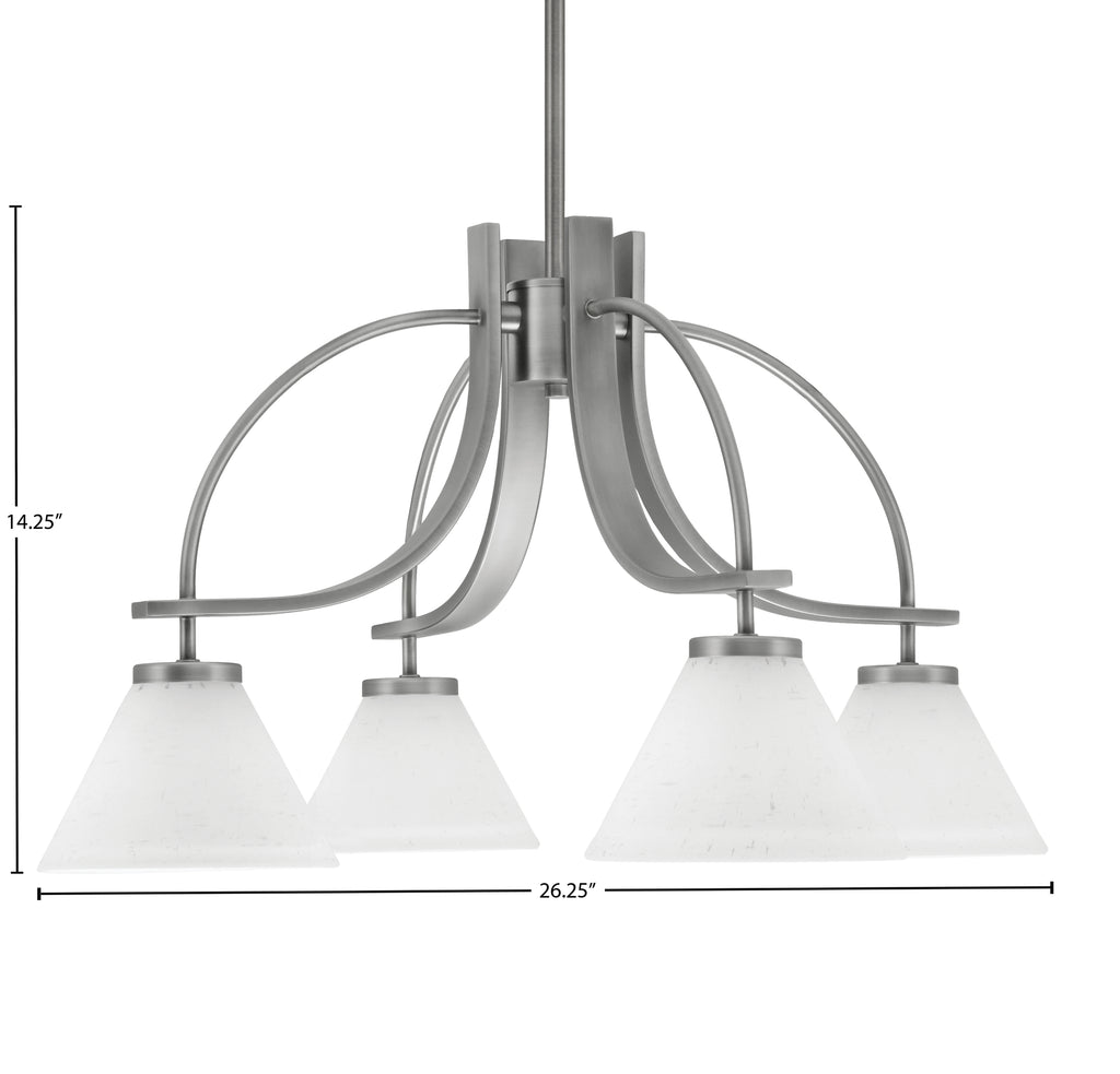 Cavella Four Light Chandelier in Graphite with 7" White Muslin Shade