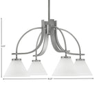 Cavella Four Light Chandelier in Graphite with 7" White Muslin Shade