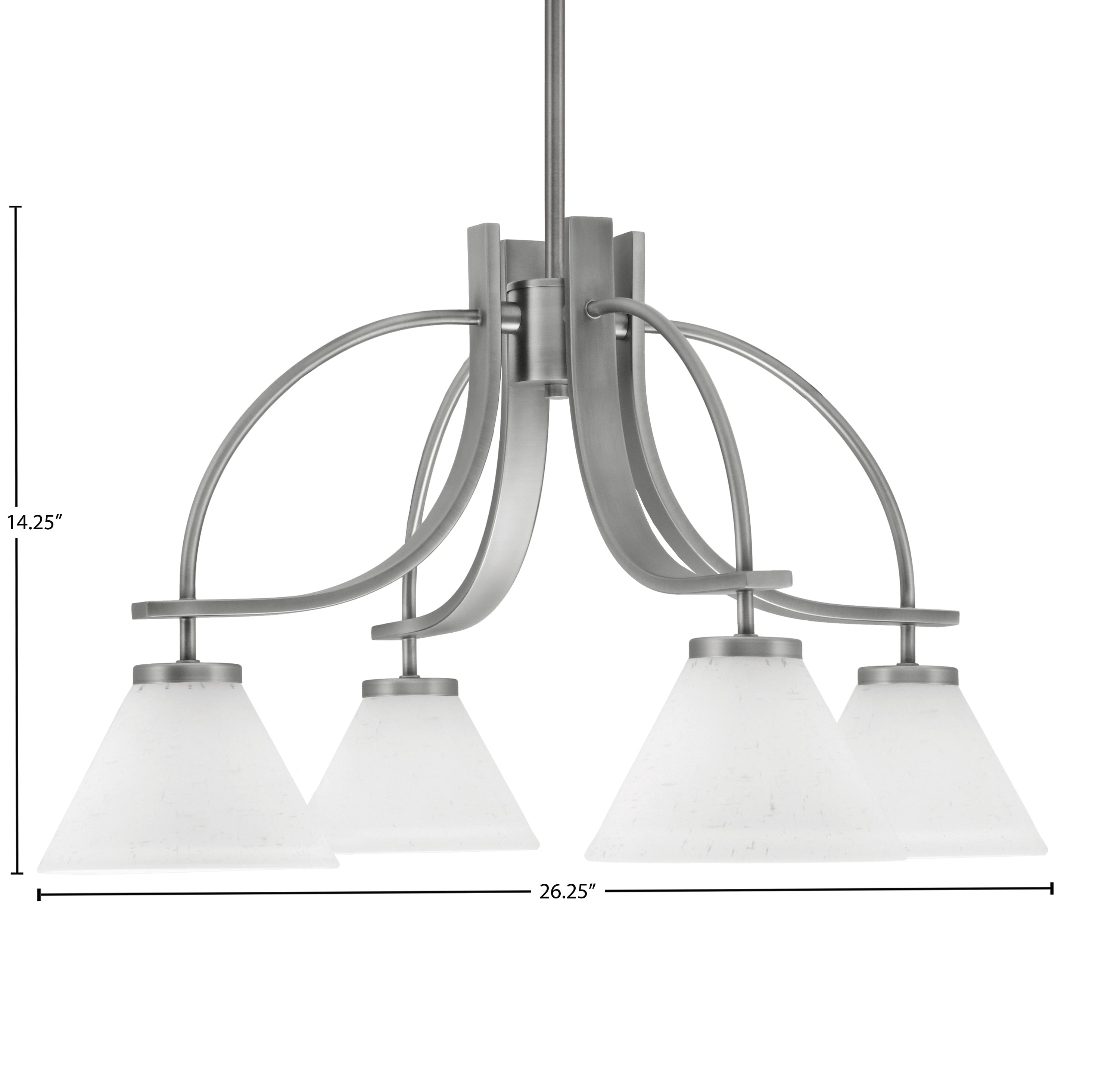 Cavella Four Light Chandelier in Graphite with 7" White Muslin Shade