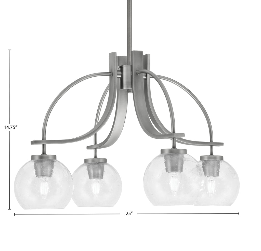Cavella Four Light Chandelier in Graphite with 5.75" Clear Bubble Shade
