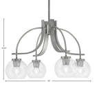 Cavella Four Light Chandelier in Graphite with 5.75" Clear Bubble Shade