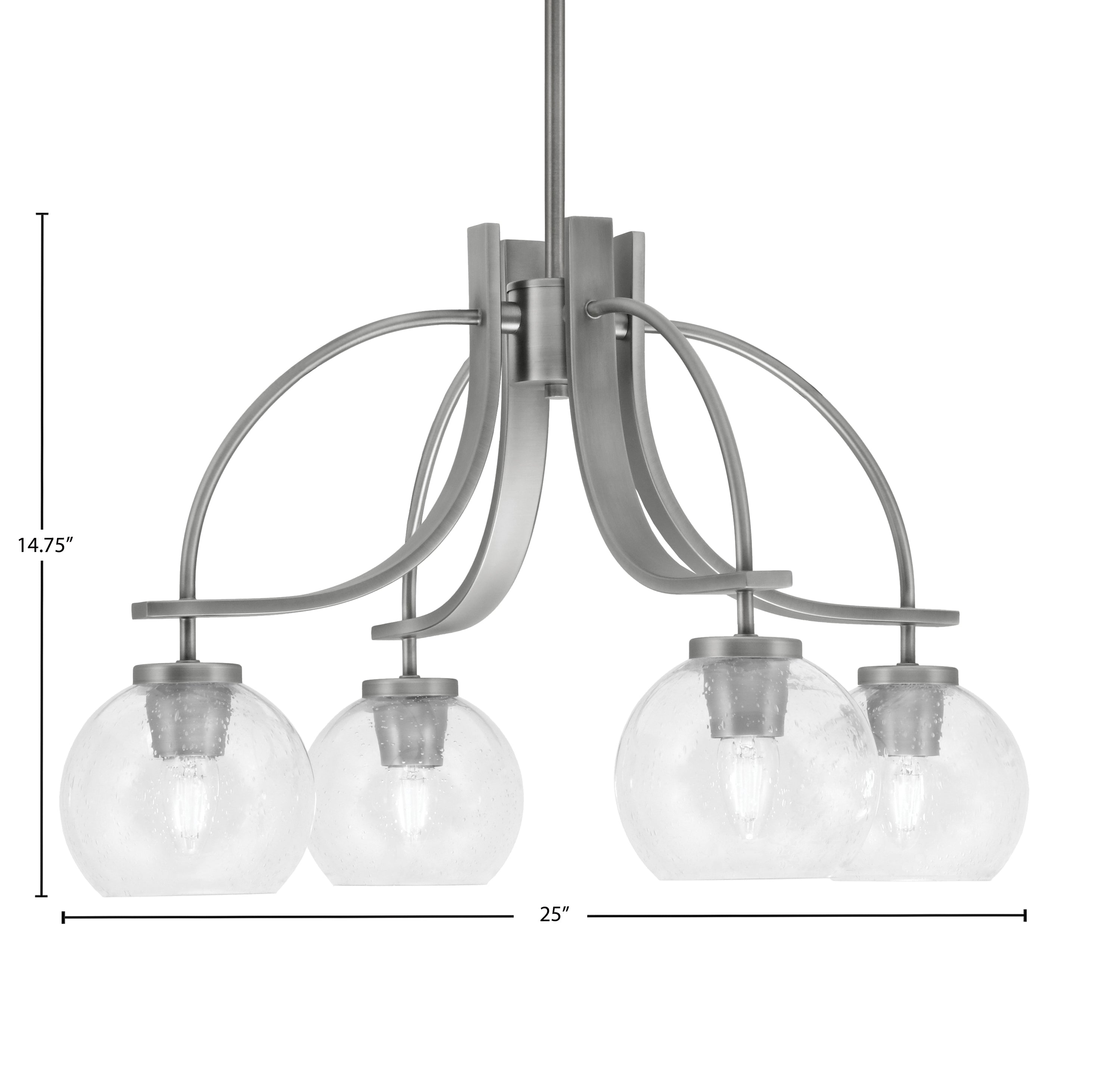Cavella Four Light Chandelier in Graphite with 5.75" Clear Bubble Shade