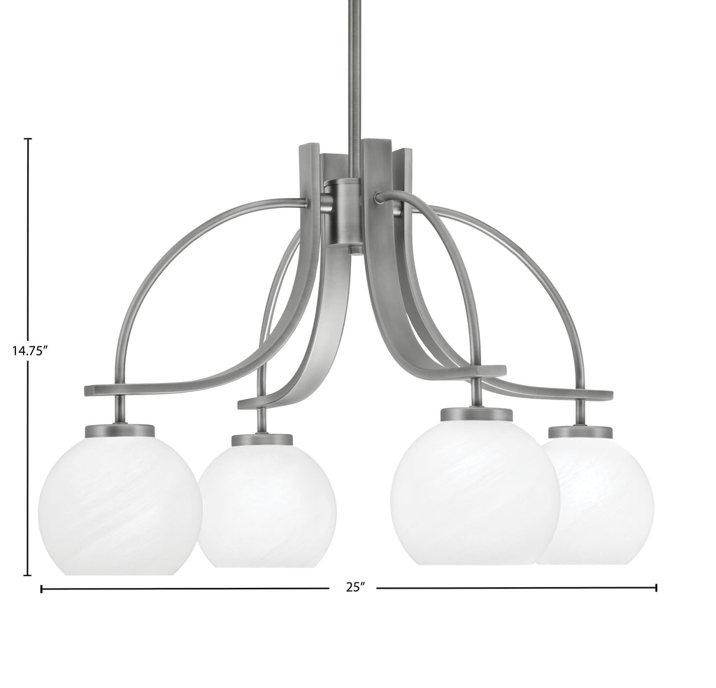 Cavella Four Light Chandelier in Graphite with 5.75" White Marble Shade