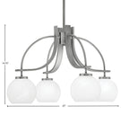 Cavella Four Light Chandelier in Graphite with 5.75" White Marble Shade