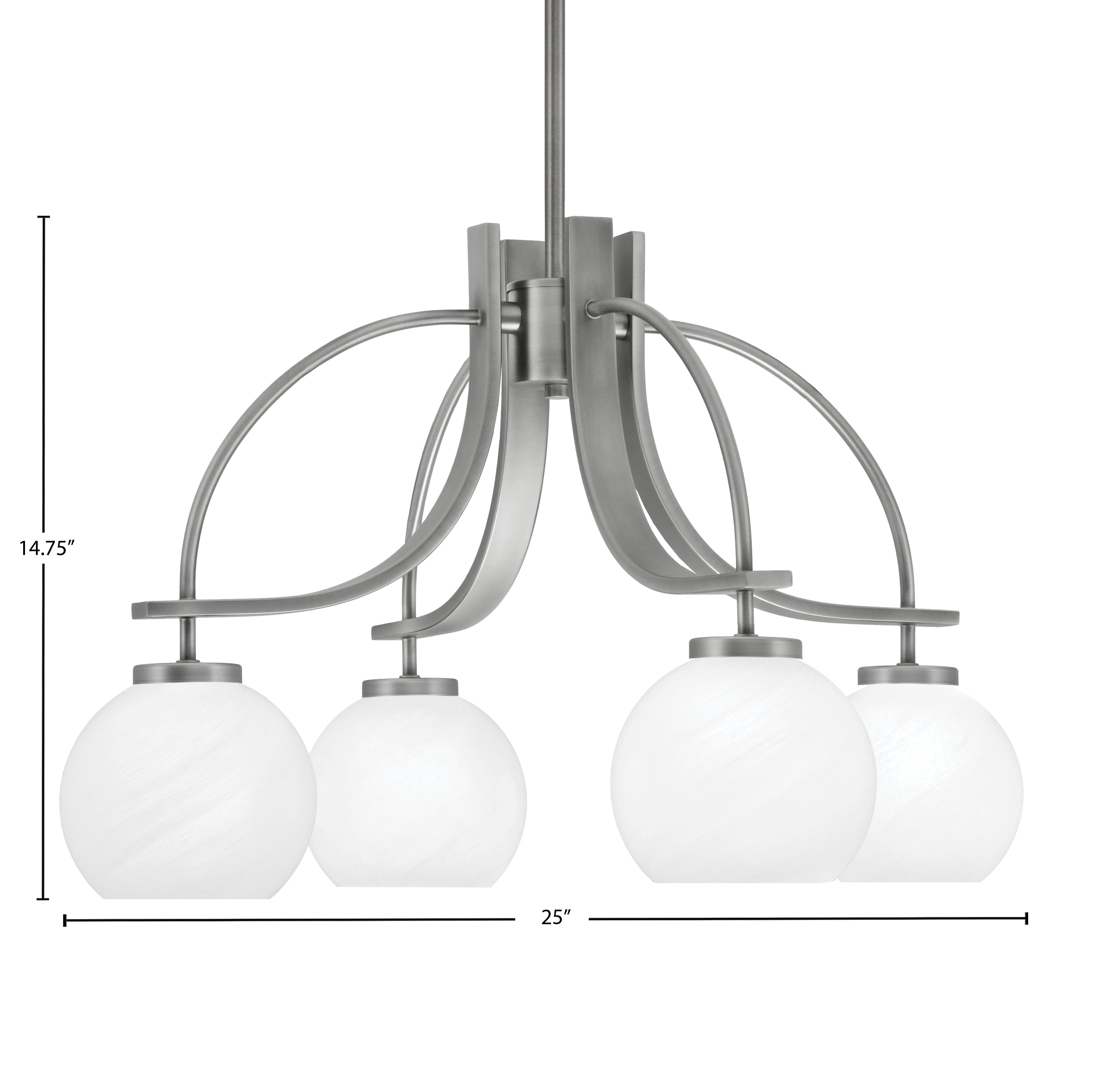 Cavella Four Light Chandelier in Graphite with 5.75" White Marble Shade