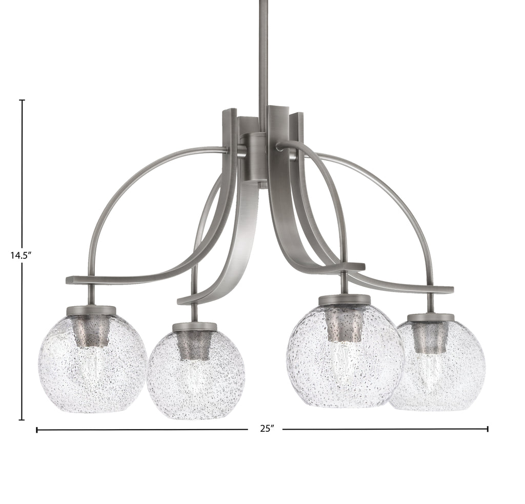 Cavella Four Light Chandelier in Graphite with 5.75" Smoke Bubble Shade
