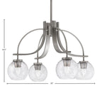 Cavella Four Light Chandelier in Graphite with 5.75" Smoke Bubble Shade