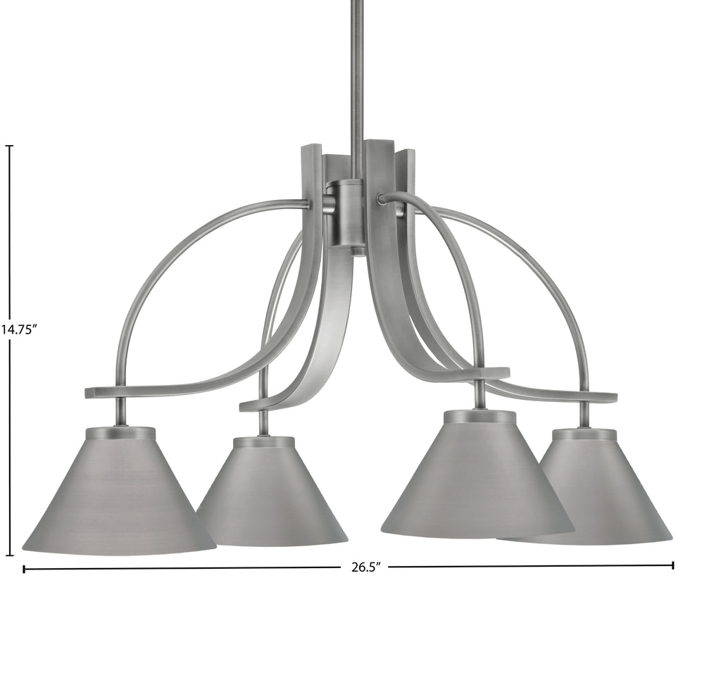 Cavella Four Light Chandelier in Graphite with 7" Graphite Cone Metal Shade Shade
