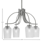 Cavella Four Light Chandelier in Graphite with 5" Clear Textured Shade