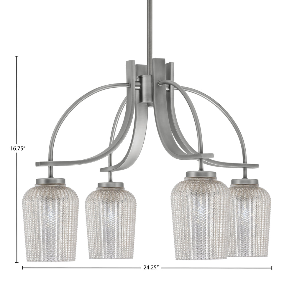 Cavella Four Light Chandelier in Graphite with 5" Silver Textured Shade