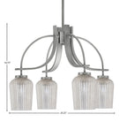 Cavella Four Light Chandelier in Graphite with 5" Silver Textured Shade