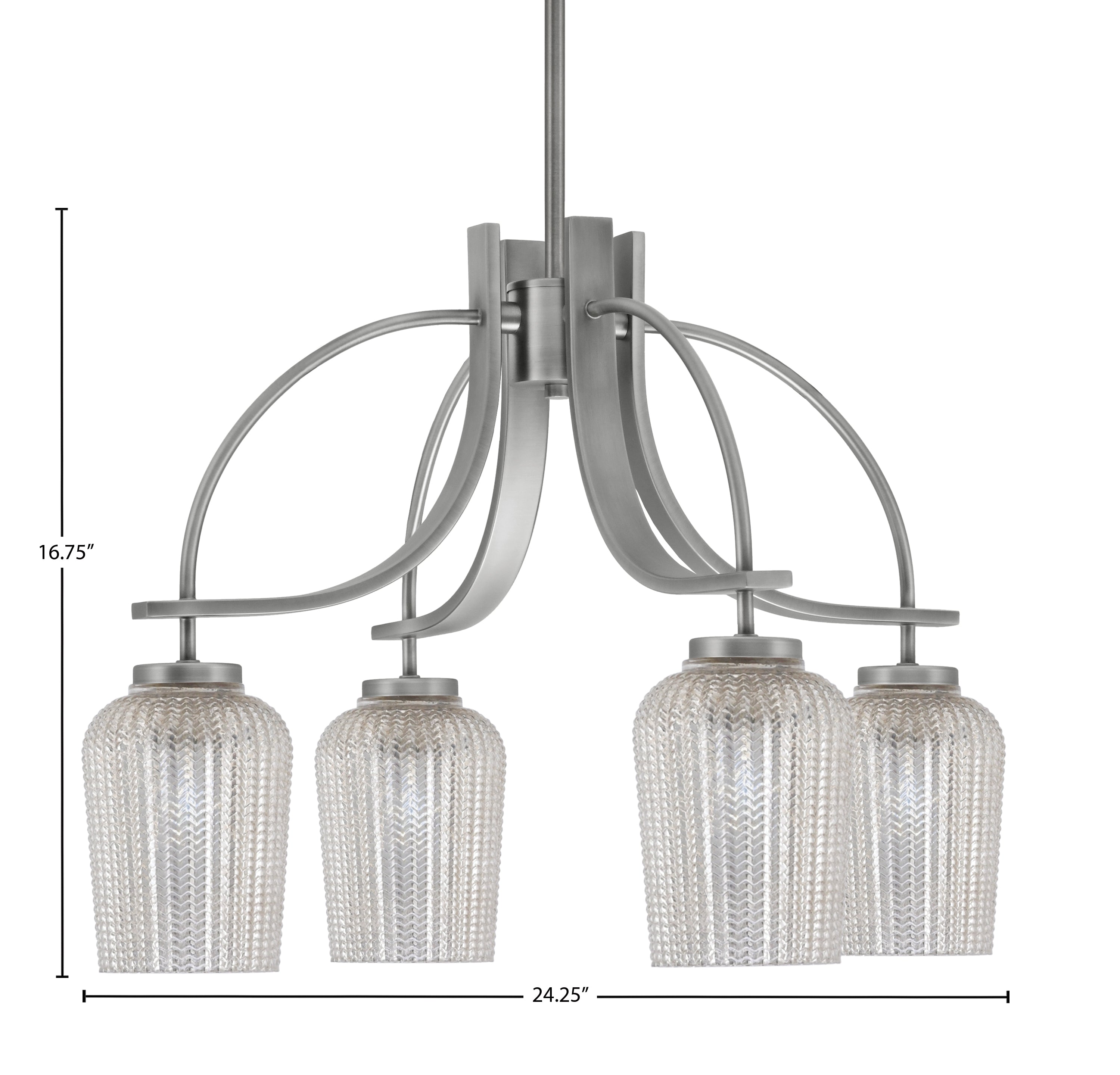 Cavella Four Light Chandelier in Graphite with 5" Silver Textured Shade