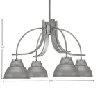 Cavella Four Light Chandelier in Graphite with 7" Graphite Double Bubble Metal Shade Shade