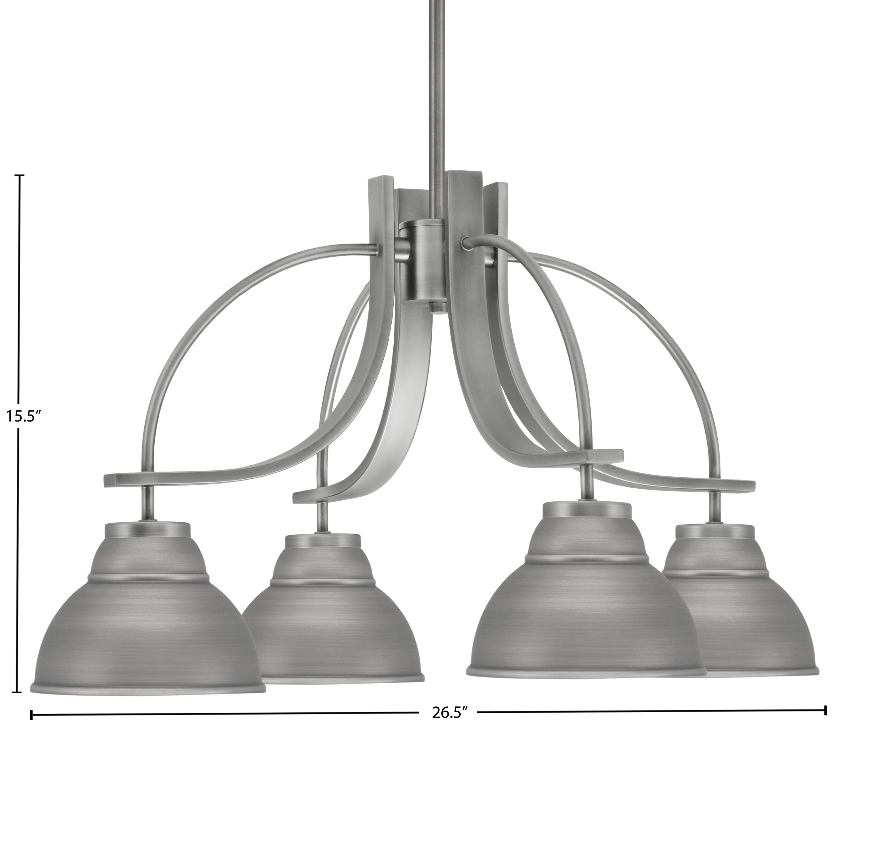 Cavella Four Light Chandelier in Graphite with 7" Graphite Double Bubble Metal Shade Shade