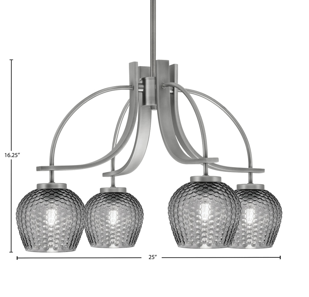 Cavella Four Light Chandelier in Graphite with 6" Smoke Textured Shade