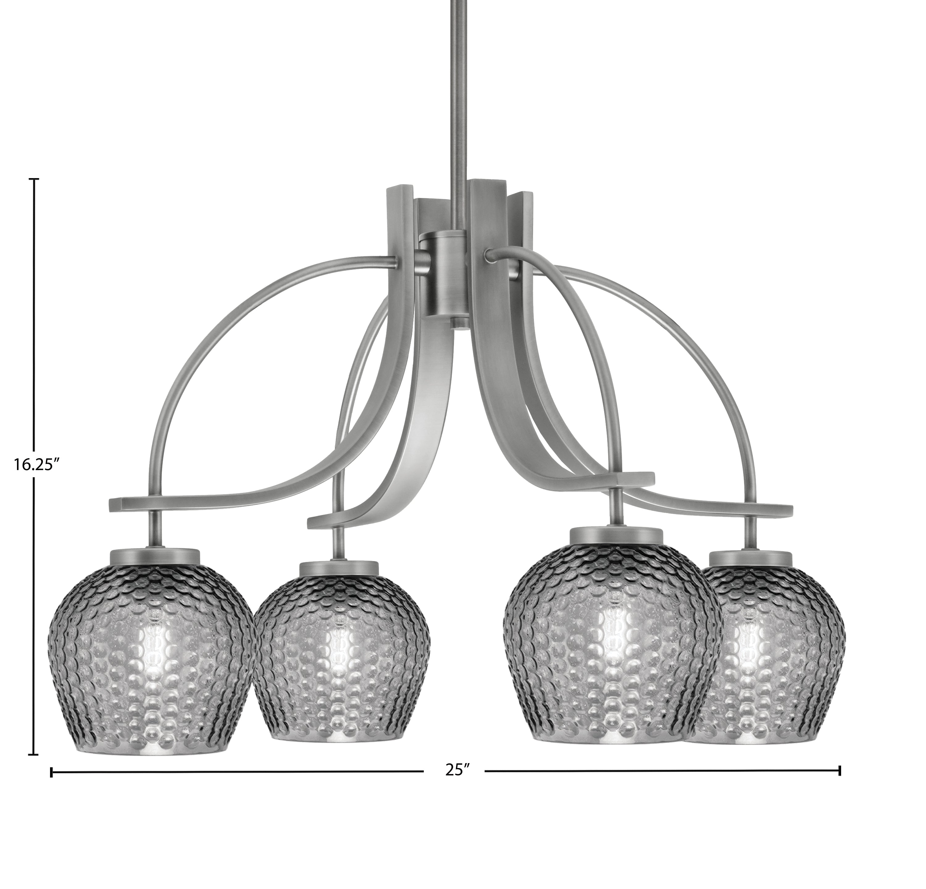 Cavella Four Light Chandelier in Graphite with 6" Smoke Textured Shade