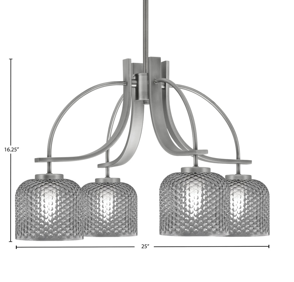 Cavella Four Light Chandelier in Graphite with 6" Smoke Textured Shade