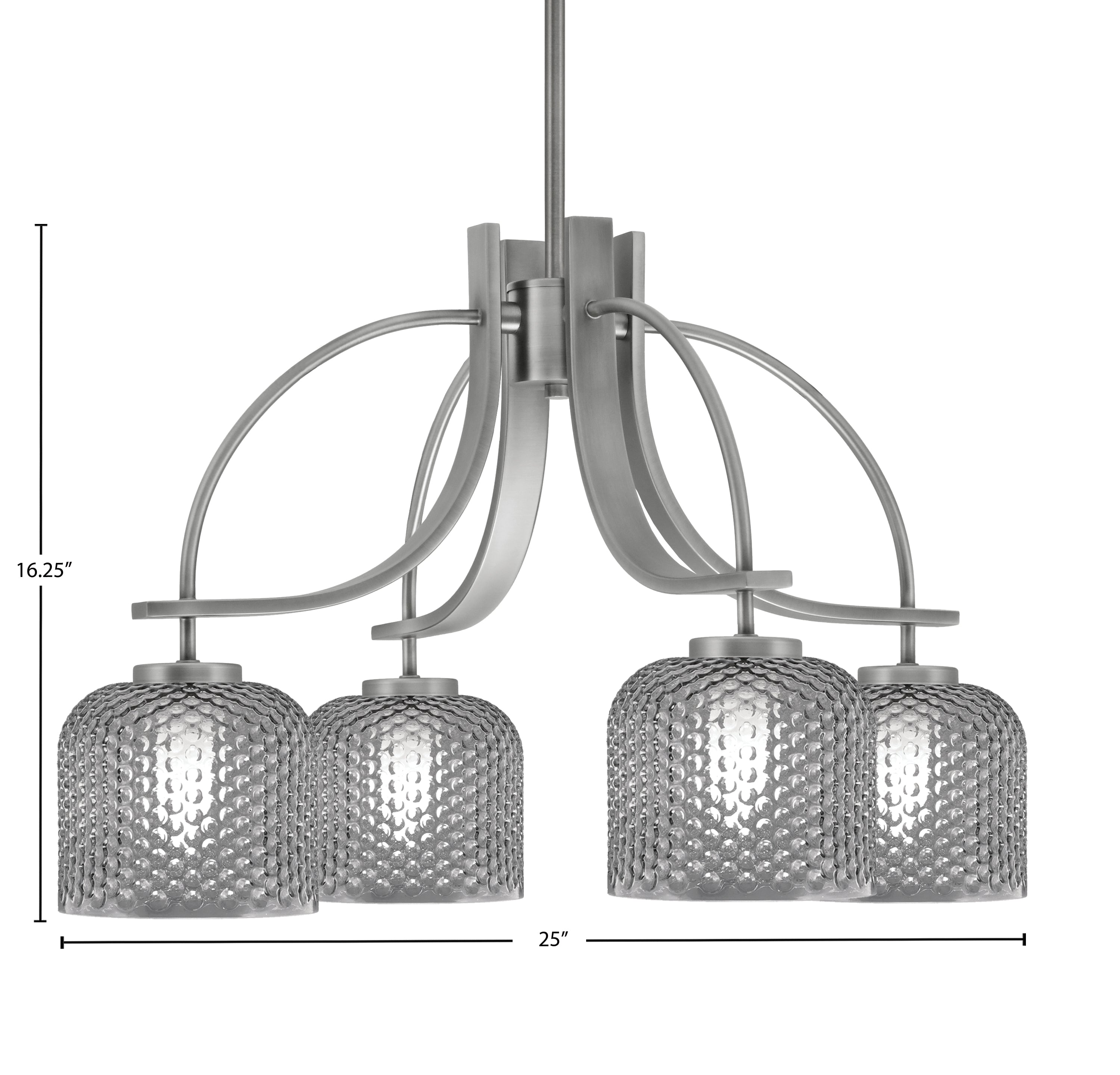 Cavella Four Light Chandelier in Graphite with 6" Smoke Textured Shade