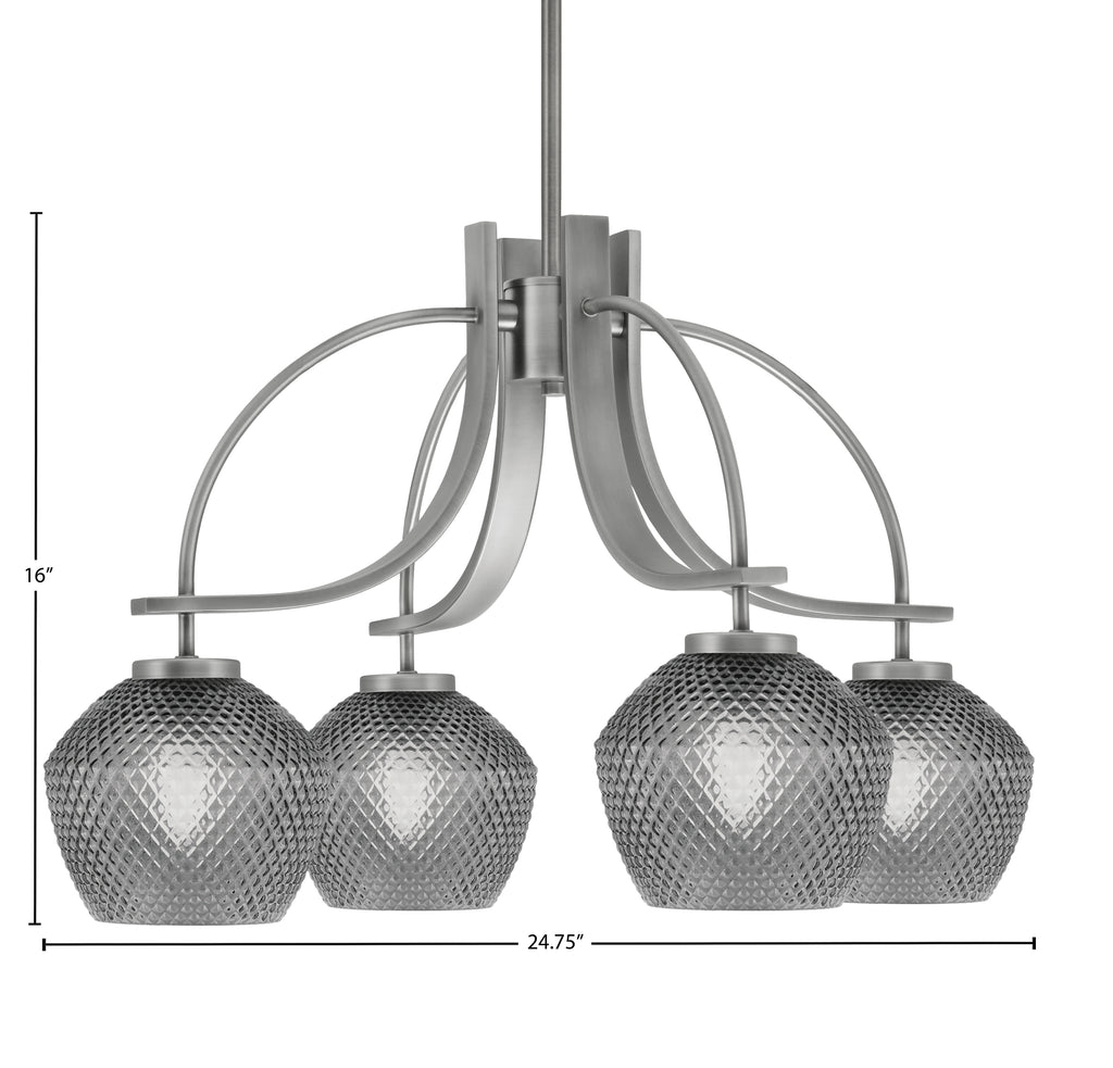 Cavella Four Light Chandelier in Graphite with 6" Smoke Textured Shade