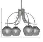 Cavella Four Light Chandelier in Graphite with 6" Smoke Textured Shade