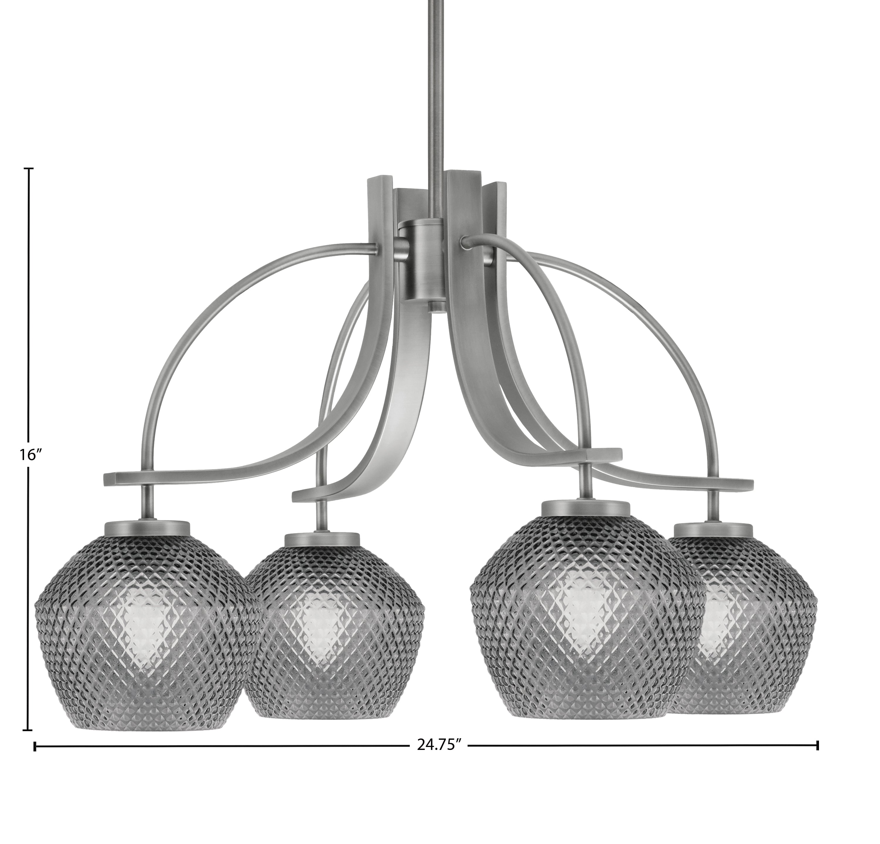 Cavella Four Light Chandelier in Graphite with 6" Smoke Textured Shade