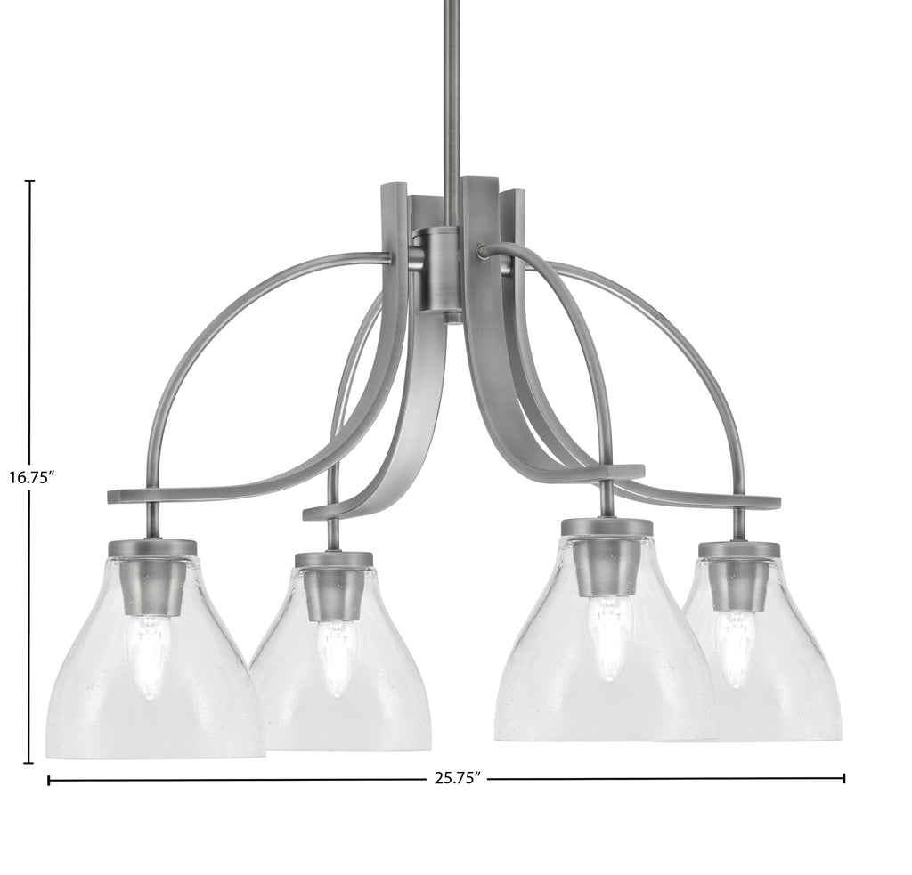 Cavella Four Light Chandelier in Graphite with 6.25" Clear Bubble Shade