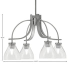 Cavella Four Light Chandelier in Graphite with 6.25" Clear Bubble Shade