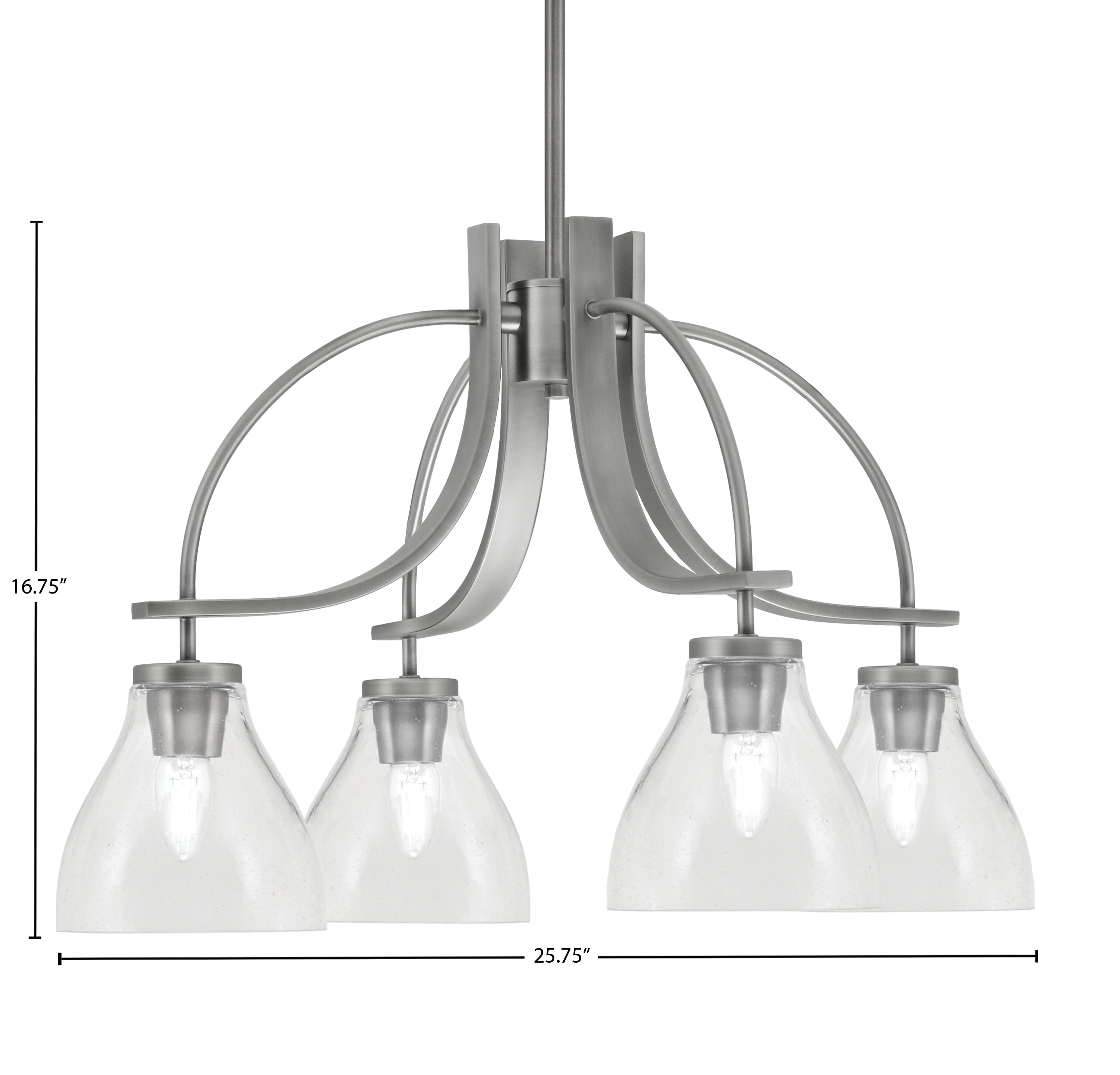 Cavella Four Light Chandelier in Graphite with 6.25" Clear Bubble Shade
