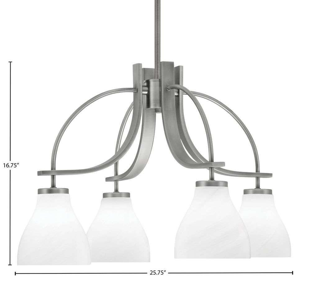 Cavella Four Light Chandelier in Graphite with 6.25" White Marble Shade