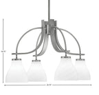 Cavella Four Light Chandelier in Graphite with 6.25" White Marble Shade