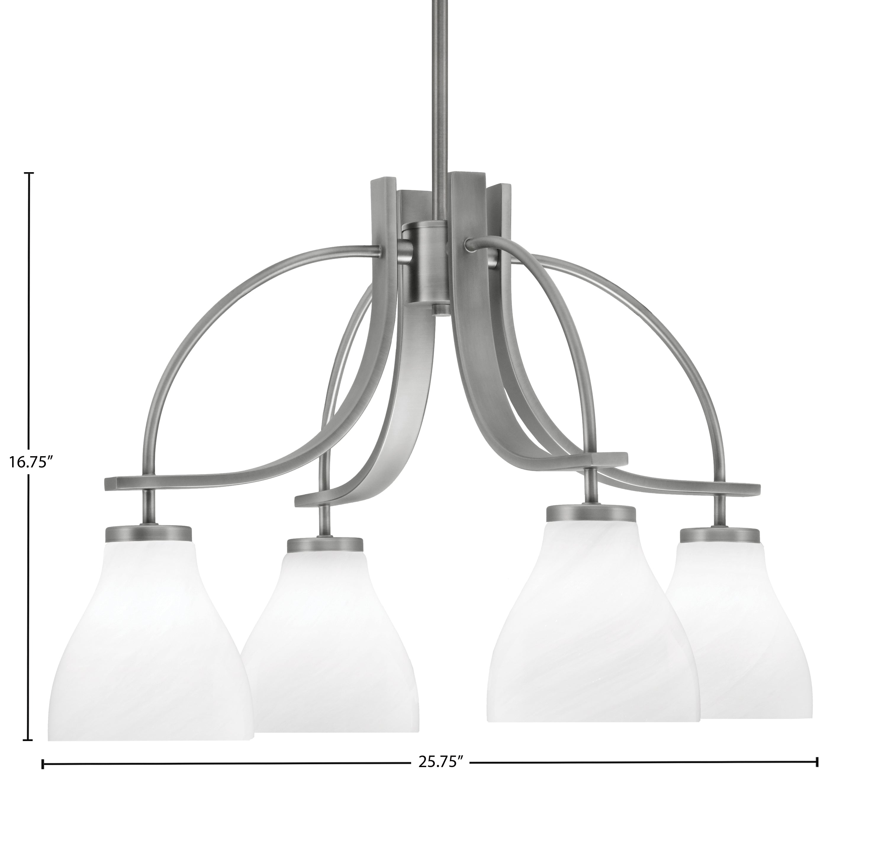 Cavella Four Light Chandelier in Graphite with 6.25" White Marble Shade