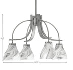 Cavella Four Light Chandelier in Graphite with 6.25" Onyx Swirl Shade