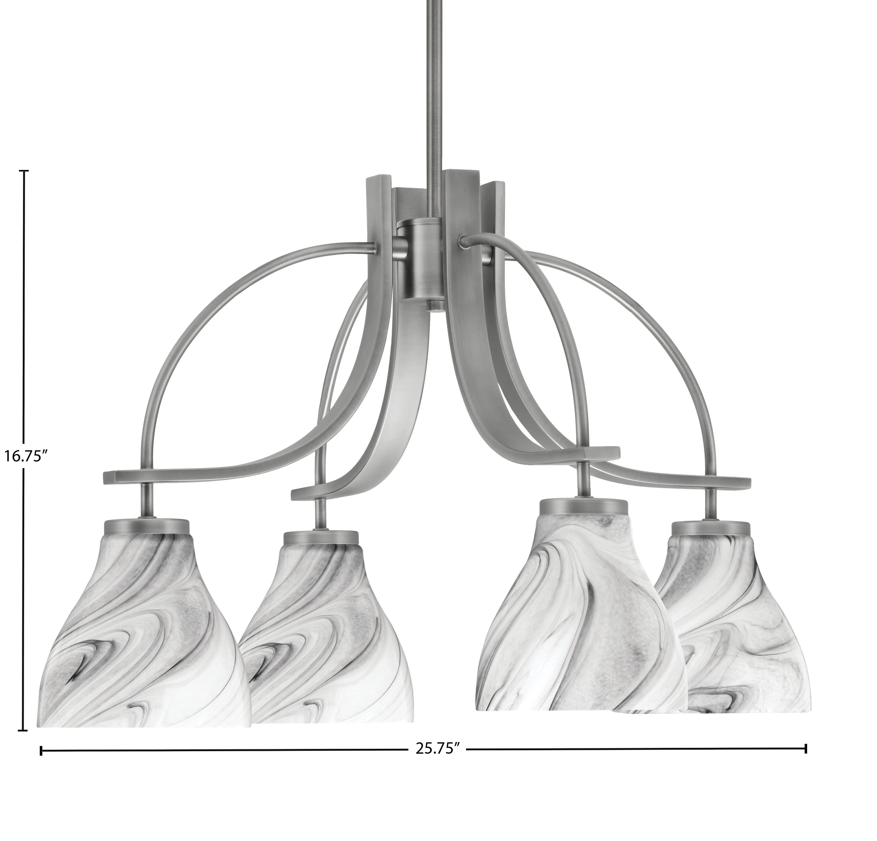 Cavella Four Light Chandelier in Graphite with 6.25" Onyx Swirl Shade