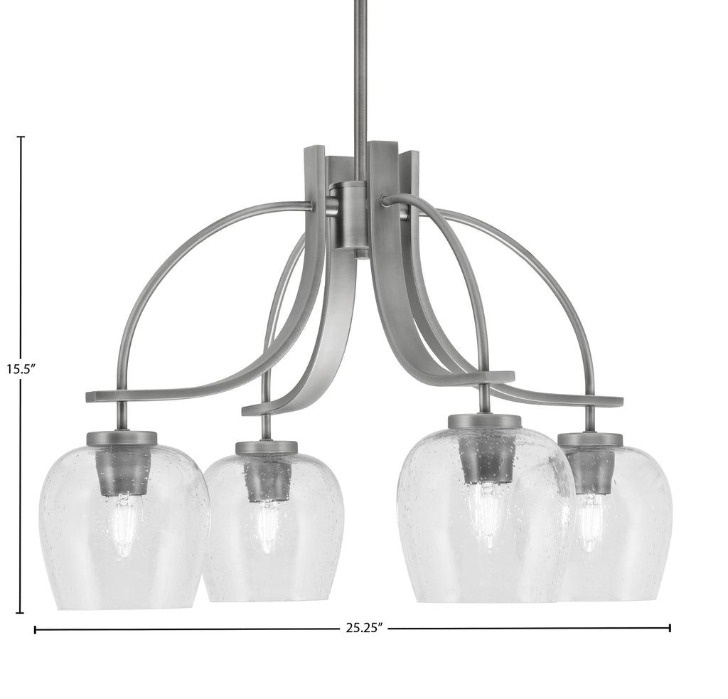 Cavella Four Light Chandelier in Graphite with 6" Clear Bubble Shade