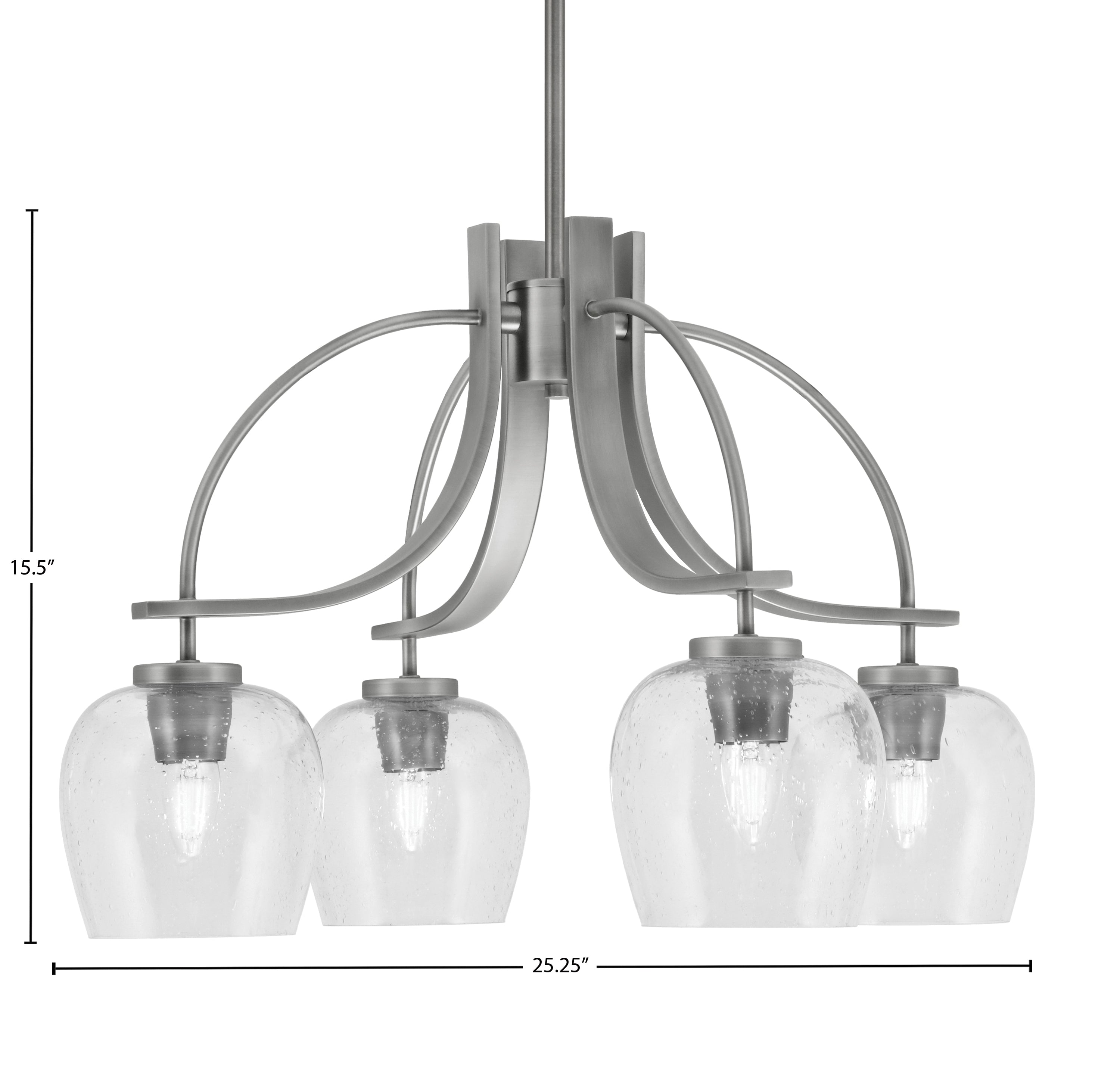Cavella Four Light Chandelier in Graphite with 6" Clear Bubble Shade