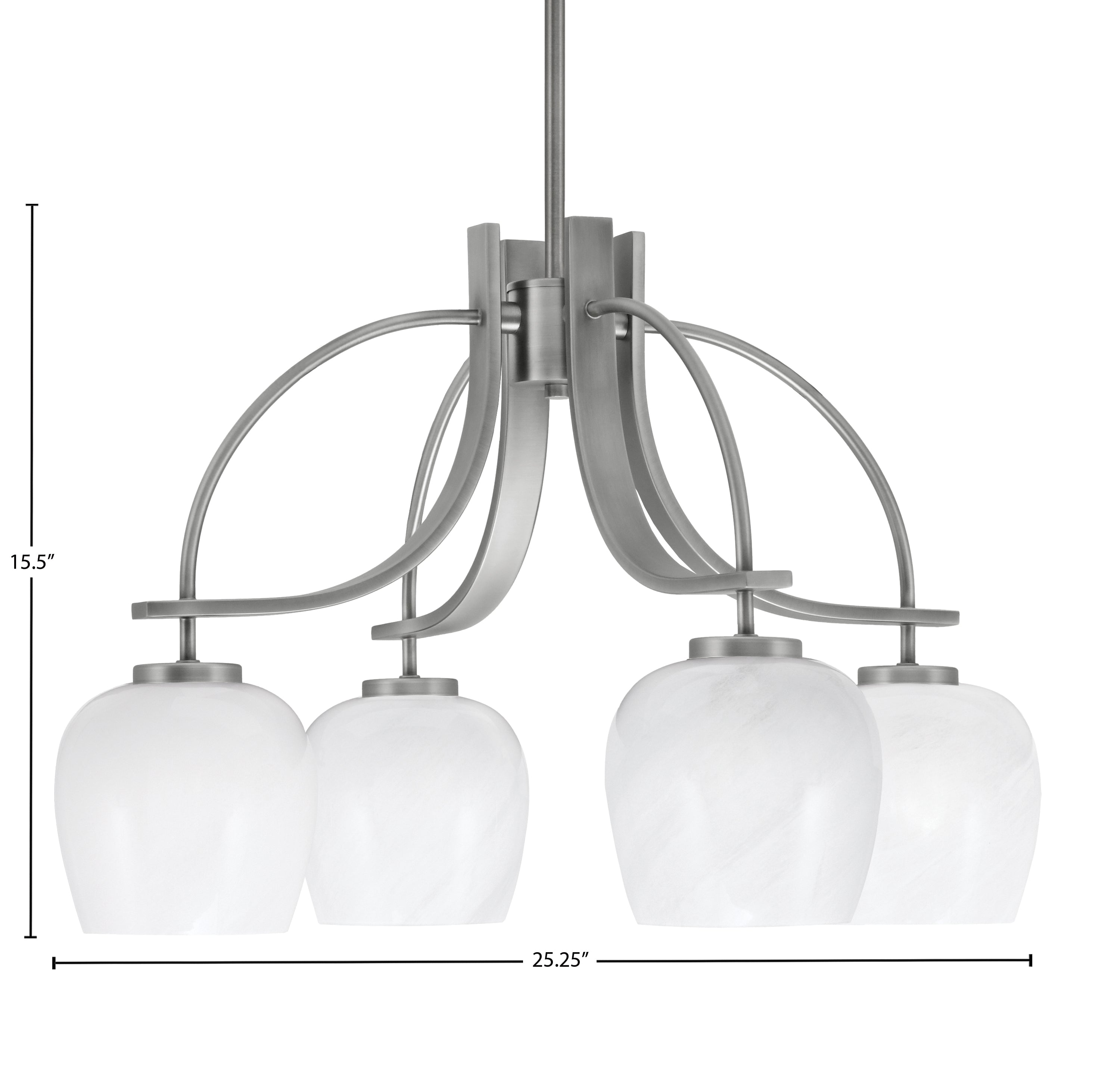 Cavella Four Light Chandelier in Graphite with 6" White Marble Shade