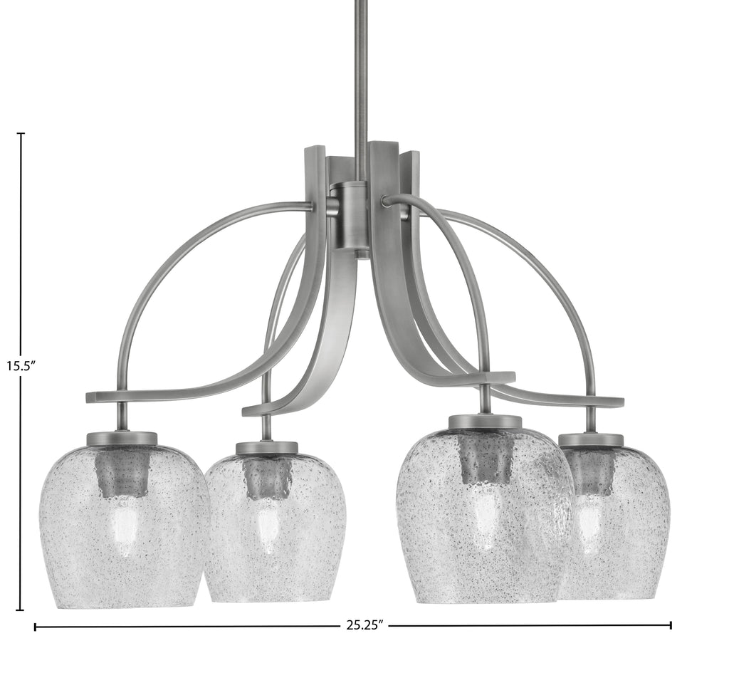 Cavella Four Light Chandelier in Graphite with 6" Smoke Bubble Shade