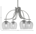 Cavella Four Light Chandelier in Graphite with 6" Smoke Bubble Shade