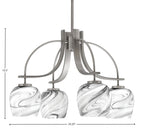 Cavella Four Light Chandelier in Graphite with 6" Onyx Swirl Shade