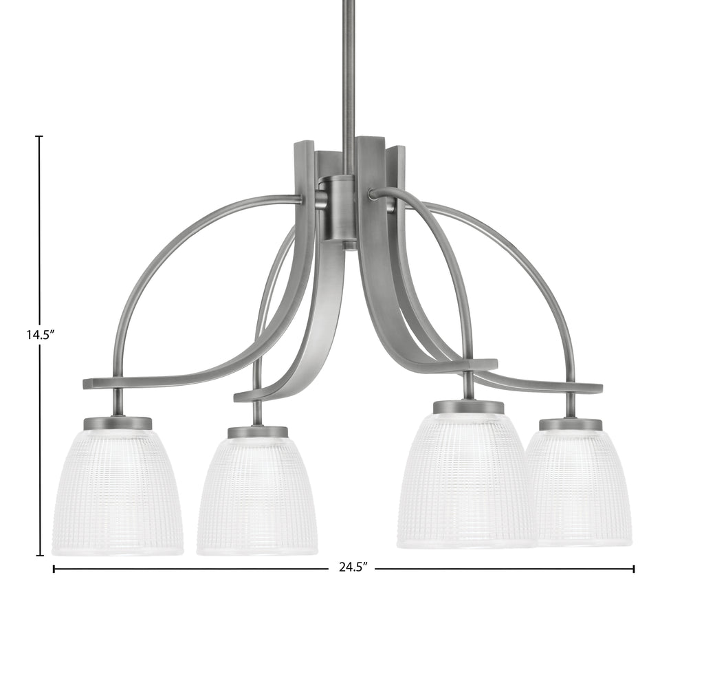 Cavella Four Light Chandelier in Graphite with 5" Clear Ribbed Shade