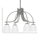 Cavella Four Light Chandelier in Graphite with 5" Clear Ribbed Shade
