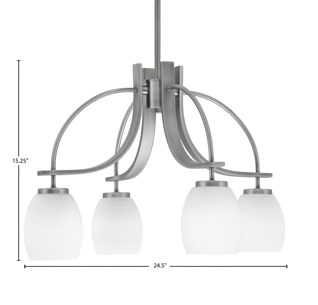 Cavella Four Light Chandelier in Graphite with 5" White Linen Shade