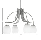 Cavella Four Light Chandelier in Graphite with 5" White Linen Shade