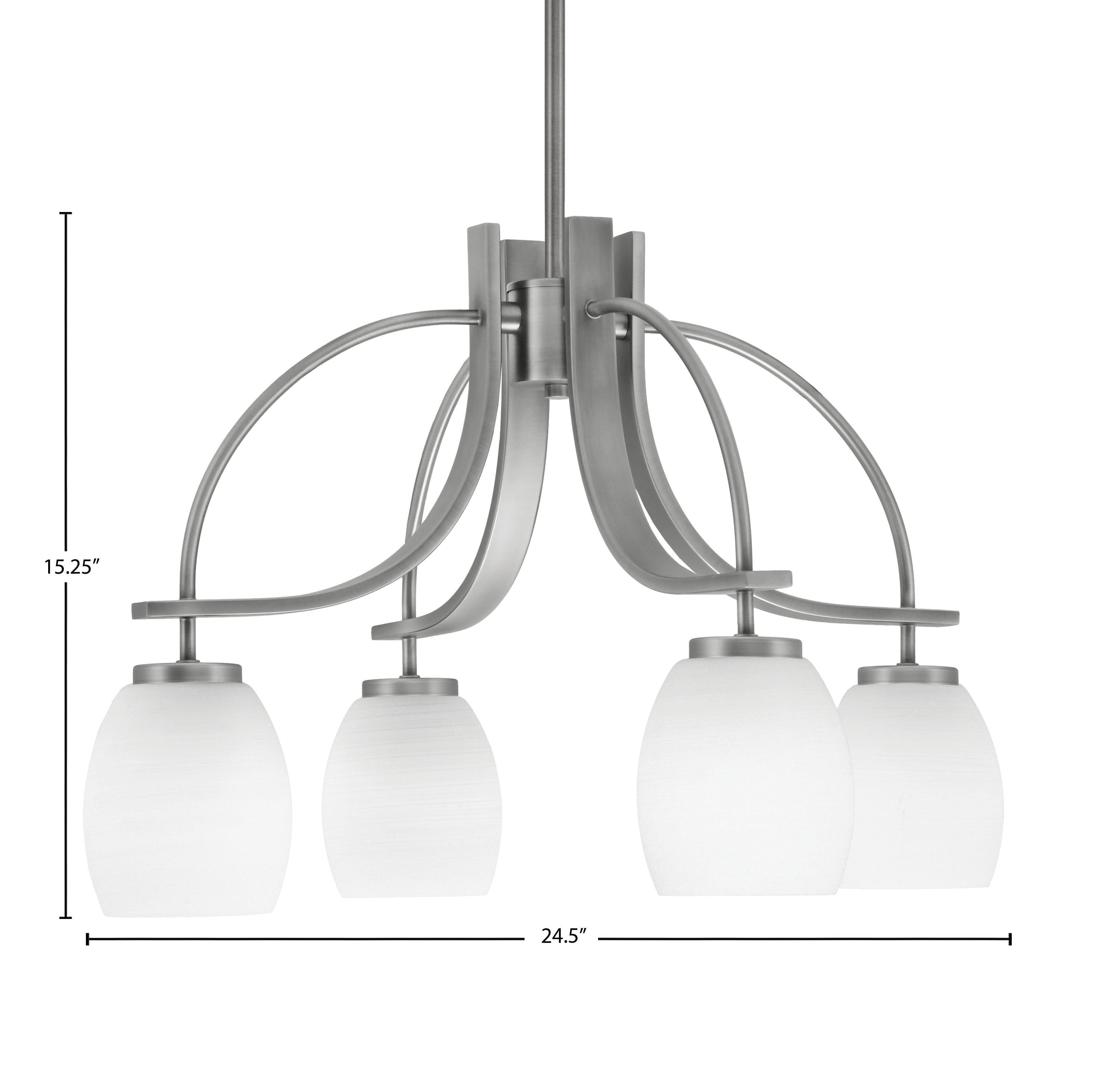 Cavella Four Light Chandelier in Graphite with 5" White Linen Shade