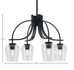 Cavella Four Light Chandelier in Matte Black with 5" Clear Bubble Shade