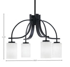 Cavella Four Light Chandelier in Matte Black with 4" White Muslin Shade