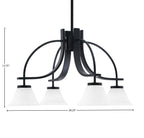 Cavella Four Light Chandelier in Matte Black with 7" White Muslin Shade